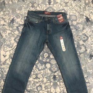 blue men’s slim straight leg jeans